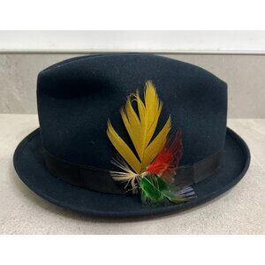 Vintage ROYAL STETSON Navy Blue Felt Fedora Hat size 7 1/4